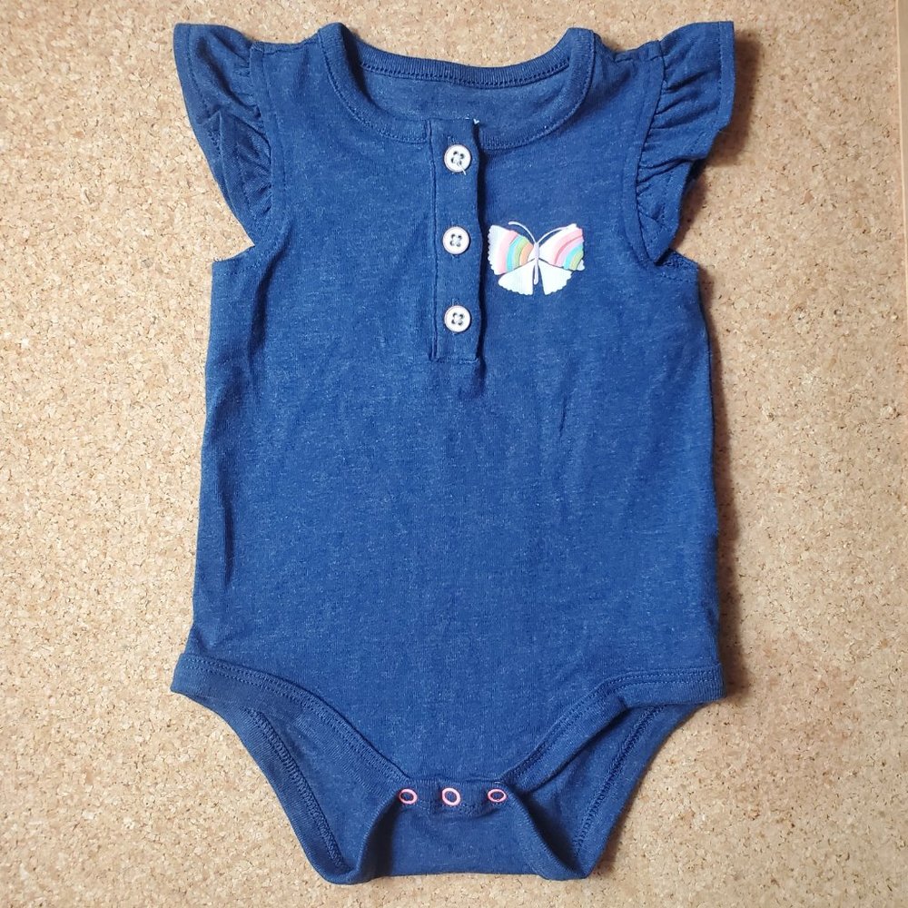 Cat & Jack NWT Faux Denim Bodysuit Baby Girl 0-3M Butterfly Target